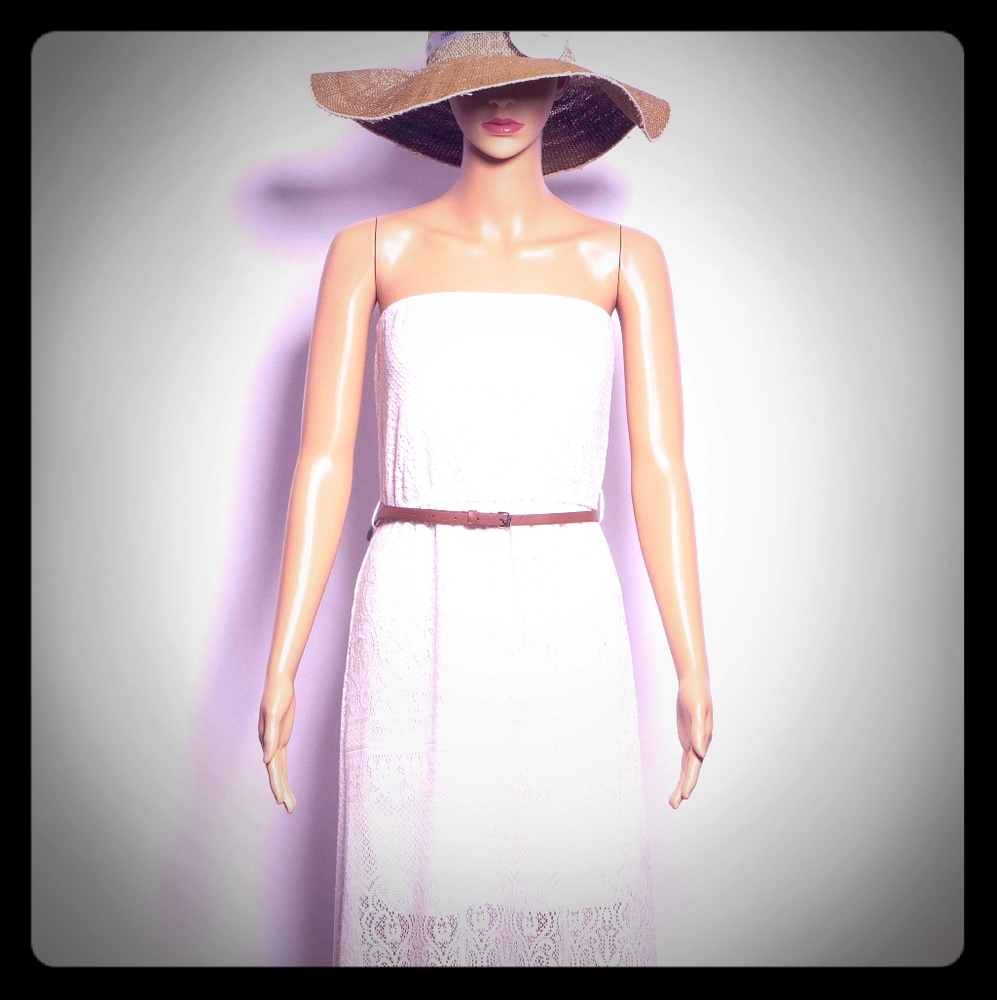 Cream, lace, strapless sundress